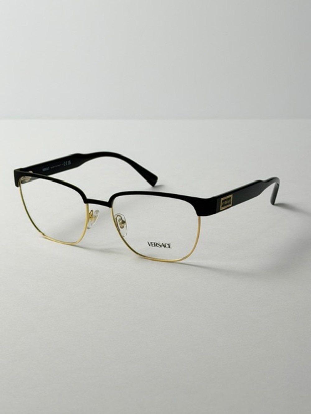 Versace Mod 1264 1436 Black and Gold Men’s Semi-Rim Glasses